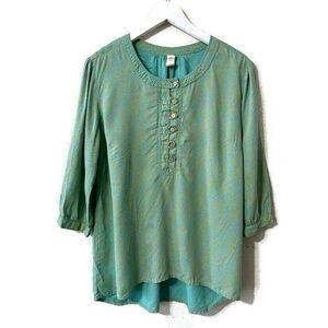 Gramicci Womens Rayon Micro Floral Button Popover Top Blouse Size S Multicolor